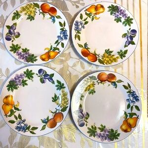 Tabletops Unlimited Stoneware "Essence" Set Of 4 Salad Plates Fruit Size 7.5”